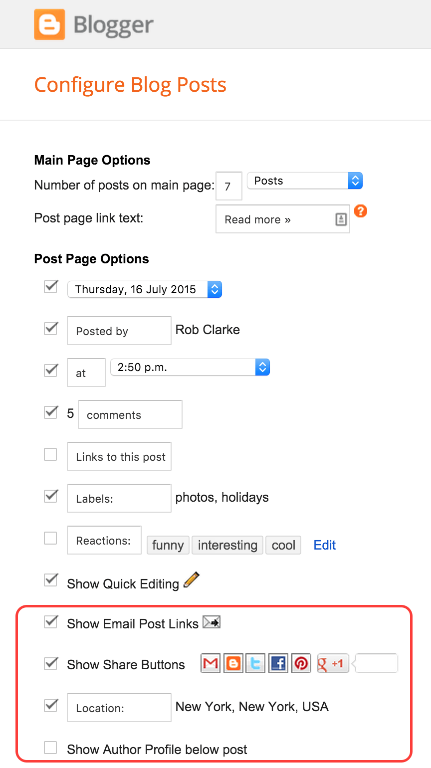 Blogger Layout Post Settings