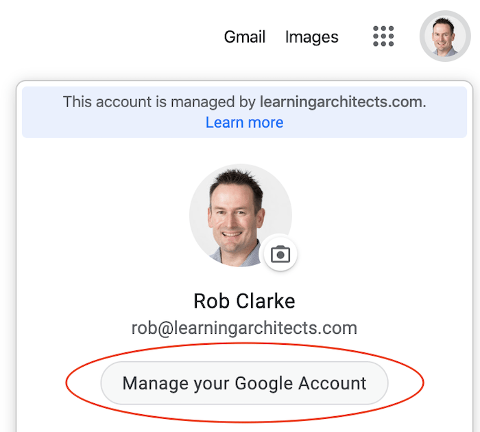 Google account screenshot