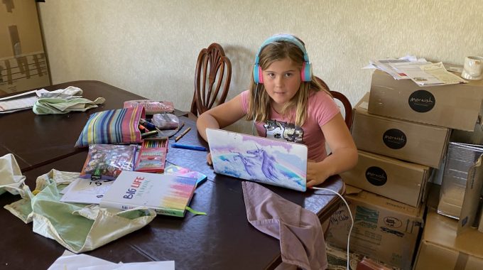 Amelia Doing Schoolwork From Home